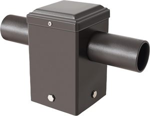 <b>Double</b> 180D Horizontal Tenon <b>Adapter</b> for 4 inch Square Pole with Slip Fitter Mount 2 3/8inch Bronze - Product Image 1