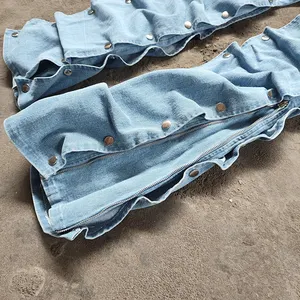 Yysy Custom Multi Pocket Gewassen Zwaargewicht Cargo Jeans Broek Distress Vintage Acid Wash Uitlopende Baggy Denim Broek Voor Mannen