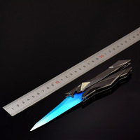 Couteau à papillon Valorant Singularity Ombre Blue 22CM réplique en métal complet-artefact de jeu électrolytique pour les collectionneurs d'élite