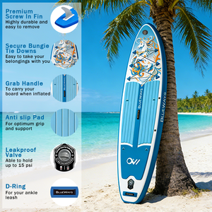 Tabla de SUP Inflable con Estampado de Caballo Azul, SUP Todoterreno con Tecnología Drop-Stitch y Kit Completo para Lagos y Remo Costero - Product Image 6