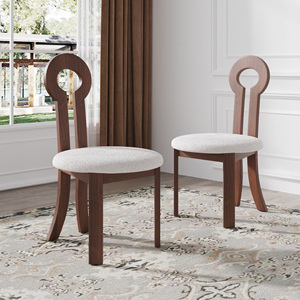 Voxhome Chaises de salle à manger de luxe modernes de haute qualité Mobilier classique et moderne en noyer et peau d'agneau pour la maison - Product Image 3