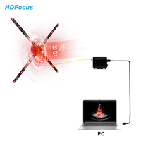 Projecteur d'hologramme 3D interactif connecté au PC avec ventilateur holographique LED à synchronisation en temps réel Entrée en temps réel pour un affichage high-tech