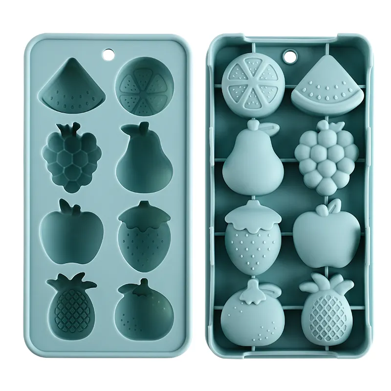 8 تجويف صينية تقديم للثلج قالب الثلج على شكل فاكهة سيليكون علبة مكعبات الثلج