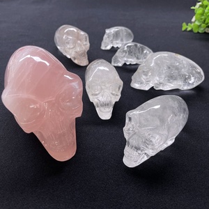 Özelleştirilmiş yarı değerli taş el sanatları el oyma doğal kuvars kristal Alien kafatasları temizle kuvars uzun kafa kafatasları - Product Image 6