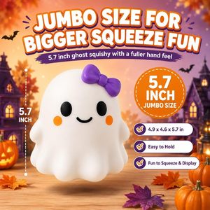 Jouet Squishy Géant Fantôme d'Halloween, Jouet Anti-Stress Fantôme Blanc Géant avec Boîte Cadeau Individuelle, Squishy Violet - Product Image 2