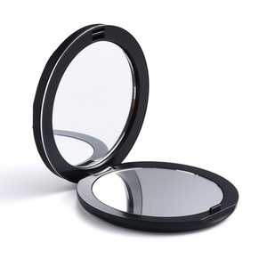 Porte-monnaie de poche rond en cuir PU noir de luxe personnalisable avec miroir - Product Image 2