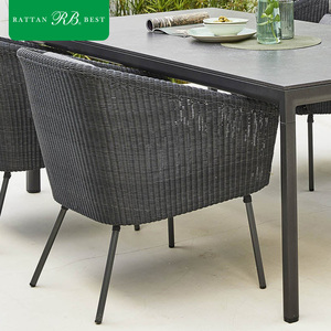 Sedia da <span class=keywords><strong>Esterno</strong></span> Moderna in Vimini Intrecciato Grigio <span class=keywords><strong>Antracite</strong></span> con Gambe Sottili in Metallo per Lounge sul Tetto - Product Image 6