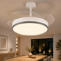Ventilateur de plafond LED moderne avec télécommande, moteur DC et pales rétractables pour chambre et salle à manger - Vente en gros