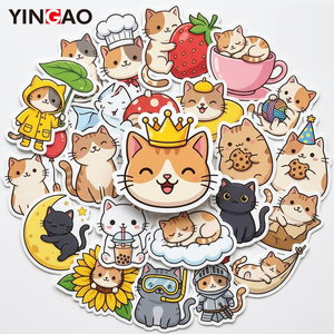 สติกเกอร์กันน้ำลายการ์ตูนน่ารักแบบกำหนดเอง สติกเกอร์ไวนิลไดคัท สติกเกอร์ตกแต่งสไตล์คาวาอี้ สำหรับตกแต่งแล็ปท็อปและขวดน้ำ - Product Image 3