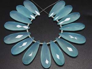 Par de Pendientes Largos Facetados de Calcedonia Azul Agua en Forma de Lágrima 30x10MM, Cuentas Sueltas, Joyería Hecha a Mano, Mayorista Certificado PME - Product Image 6