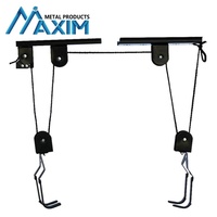 Nouveau levage de vélo pour garage, plafond, levage lourd, support de vélo de montagne, poulie, rack, capacité de 20 kg, alliage noir avec revêtement en poudre