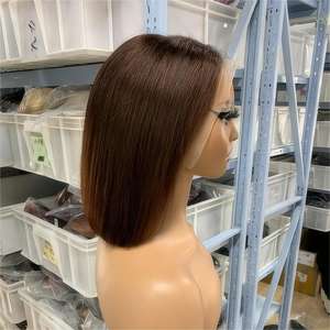 13x4 Transparent HD Suisse Avant de Lacet Perruque 12a Double Dessiné Brésilien Vierge Remy Cheveux Humains 4 # Chocolat Brun Court Droite <span class=keywords><strong>Bob</strong></span> - Product Image 6