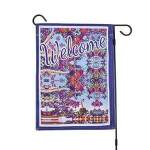 พิมพ์ธงแขวนสวนแบบพกพาผ้าลินินสองด้านสีสันสดใสตามสั่ง สำหรับตกแต่งสวน - Product Image 5