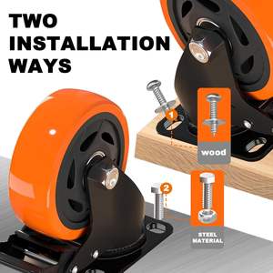 4-Zoll-Hochleistungs-Lenkrollen mit Fests tell bremse Polyurethan (PU) Industrie räder 90a Härte gewindes chutz - Product Image 6