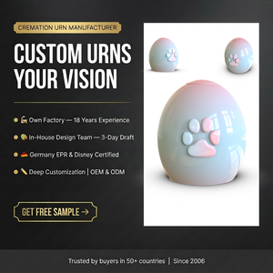 Urne commémorative pour animaux de compagnie personnalisée OEM/ODM en céramique, récipient <span class=keywords><strong>funéraire</strong></span> pour cendres, urne cinéraire, motif patte mignonne, dégradé œuf, pour cendres domestiques - Product Image 1