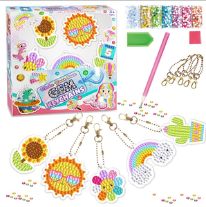 Porte-clés de peinture diamantée DIY fait main, licorne sirène, pendentif autocollant diamanté pour enfants - Product Image 4