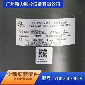 Moteur asynchrone triphasé Changzhou Yongxin YDK750-8BL9 750W 380V 50Hz 930 tr/min à montage sur bride pour climatiseur - Product Image 2
