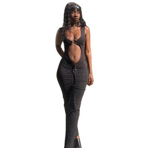 Sıcak Satış Oyuklu Yüzüklü Uzun Kadın Elbisesi Gecelik Seksi Balo Elbisesi Bayan Modası Elbiseler - Product Image 1