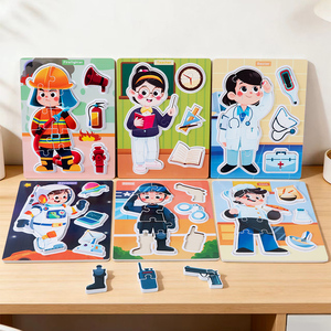 Puzzle en bois préscolaire pour tout-petits, thème auxiliaires communautaires, puzzle à chevilles de reconnaissance, jouets éducatifs d'apprentissage des personnages pour enfants - Product Image 2