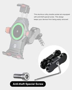 Supporto per Telefono da Moto in Lega di Alluminio Antifurto con Doppio Attacco Compatibile con RAM Mounts e Adattatore a Sfera da 1'' - Product Image 4