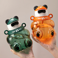 Encantadoras botellas de plástico estilo Panda para niños, colores degradados de moda con correa de fácil transporte