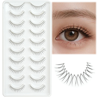 Cils super naturels K-pop Fuller Strip faits à la main 0.02MM boîte de cheveux synthétiques clairs grand plateau 10 paires par paquet longueur de bande 3-10MM
