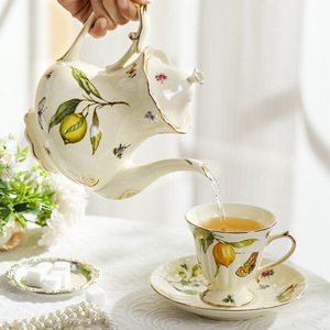 French Style Ceramic Flower Teapot Gold-Plated Coffee Cup Saucer <b>Set</b> Vintage English Household Afternoon Tea Luxury Tea - Product Image 2