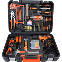 Outils ménagers - Kit d'outils combinés sans fil 48 pièces - Ensemble complet d'outils à main pour la maison avec boîte de rangement en plastique