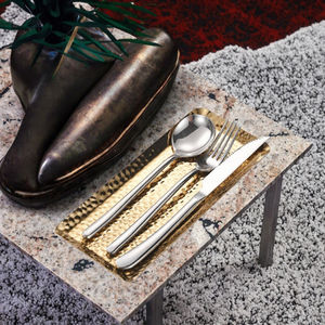 Plateau de service multifonctionnel en acier inoxydable martelé Organisateur de plaques métalliques décoratives pour desserts, cosmétiques et rangement - Product Image 3