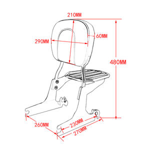 Motocicleta respaldo Sissy Bar equipaje Kit para Harley Davidson Harley Softail 2000-2005, excepto FXSTD y 2006-2017 FL Softail - Product Image 6