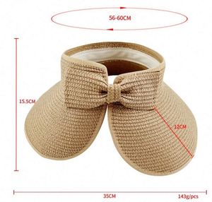 Custom Logo Sun Visor <b>Hat</b> Foldable <b>Straw</b> <b>Hat</b> <b>Summer</b> Beach <b>Hats</b> for Woman - Product Image 2