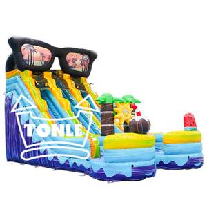 20ft cao thương mại Dual Lane đại dương trượt nước Inflatable bãi biển trượt nước với hồ bơi để bán - Product Image 1