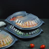 Boîte bento jetable à 3 compartiments, compatible micro-ondes, en PP, matériaux recyclés, contenants d'emballage alimentaire à emporter, couvercles, sushi