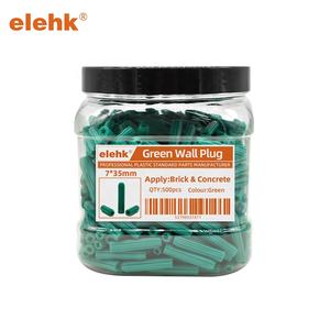 سدادة حائط بلاستيكية من ELEHK بدلة خضراء 10-12 مسامير خضراء 7x25 مقياس 7x35 من 7x50x8 سدادة حائط بلاستيكية - Product Image 5