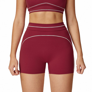 Pantalones cortos deportivos de cintura alta <span class=keywords><strong>IPRETTY</strong></span>, mallas de Yoga de cintura para mujer de alta calidad, colores contrastantes para correr al aire libre, pantalones cortos - Product Image 3