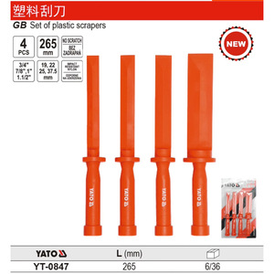 Juego de raspadores de plástico Yato de 265 mm, 4 piezas, para reparación de teléfonos móviles - Product Image 1