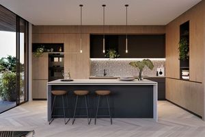 Nhà thông minh ván ép Modular Tủ Gỗ PVC Thiết kế hiện đại ngăn kéo trượt giỏ tủ bếp Bộ đồ nội thất - Product Image 5