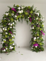 Nouvel Arrangement Floral Personnalisé de Roses en Soie Artificielles, Décoration de Couloir Violet, Arche Florale pour Mariage