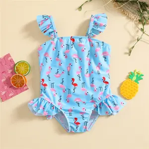 Lovely Kids Models Suit Swimsuit One Piece Child Little Kids Girls Swimwear Printing Bathing Swimming Suits