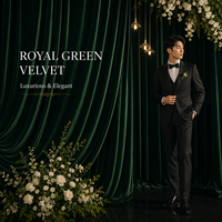 Rideau de fond de scène de mariage en velours vert émeraude de luxe, tissu épais et doux pour la décoration de scène d'événements et de fêtes