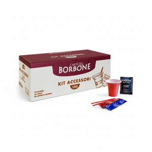 Kit Accessori per Caffè e Tè BORBONE con 100 Bicchieri, 100 Mescolatori, 100 Zuccherini - Product Image 2