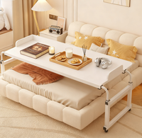 Mesa de Cama con Ruedas, Altura y Ancho Ajustables, Escritorio Móvil para Computadora, Mesa de Cama para Portátil