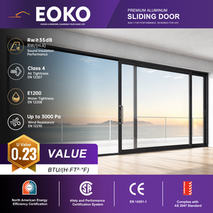 Porte <span class=keywords><strong>coulissante</strong></span> en aluminium certifiée EOKO NFRC CSA, porte <span class=keywords><strong>coulissante</strong></span> extérieure à double vitrage à haute capacité de charge pour villa, hôtel - Product Image 1
