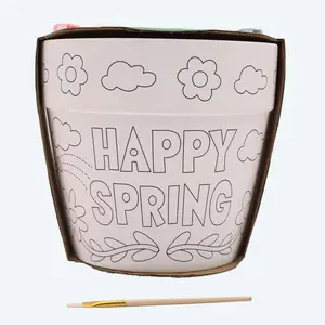 Образовательный, счастливый весенний, готовый к покраске керамический цветочный горшок, набор для горшков
