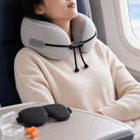 Ensemble de coussin de voyage en mousse à mémoire de forme avec logo personnalisé, support de tête pour avion, masque pour les yeux, bouchons d'oreilles, étui de transport, fournisseur en gros