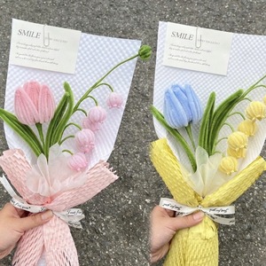 Kit <span class=keywords><strong>de</strong></span> <span class=keywords><strong>bouquet</strong></span> <span class=keywords><strong>de</strong></span> tulipes et <span class=keywords><strong>de</strong></span> lys <span class=keywords><strong>de</strong></span> la vallée fait main DIY SMILE, cadeau pour l'<span class=keywords><strong>anniversaire</strong></span> et la fête des enseignants, pour les amis - Product Image 1