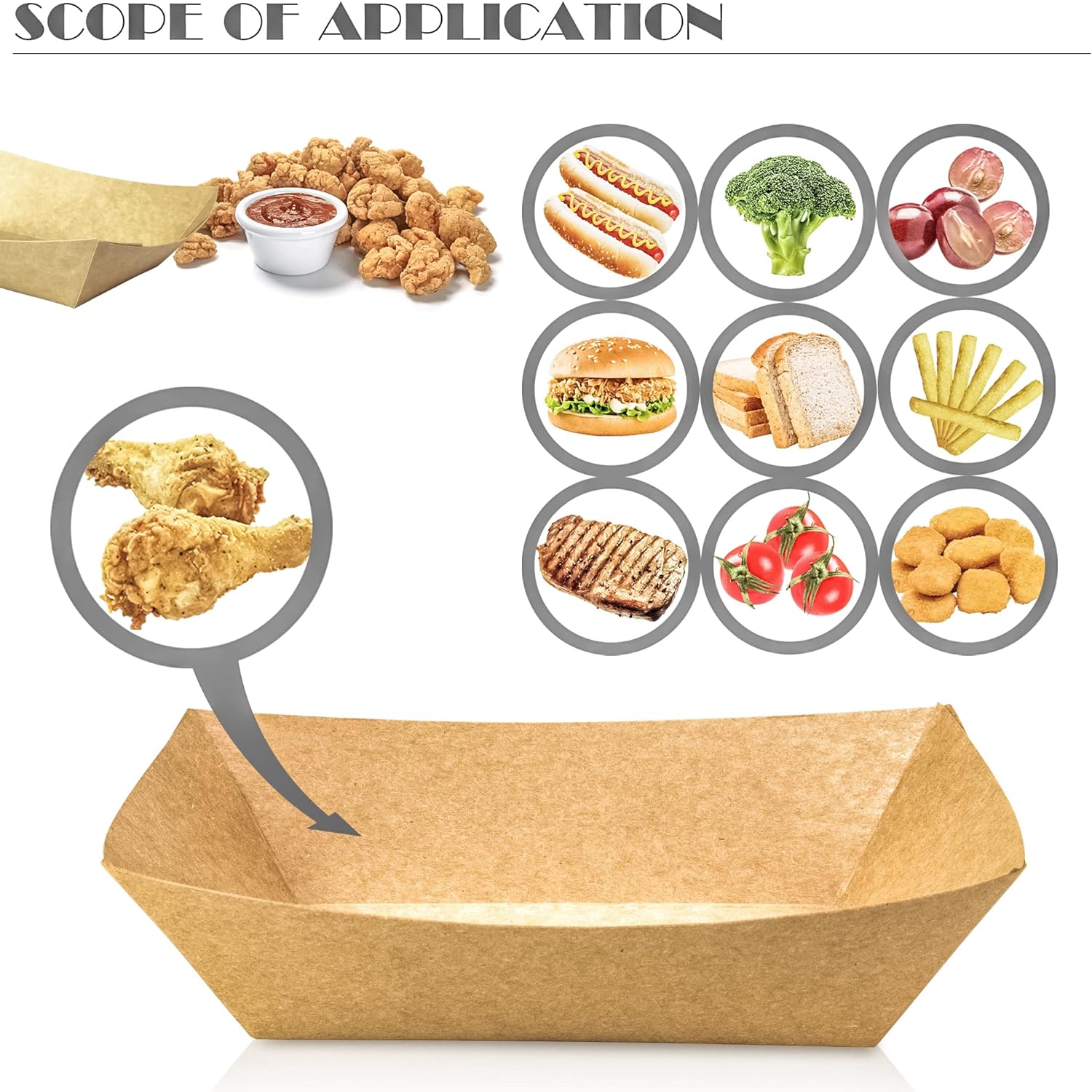 Wholesale Custom Disposable Fast Food Packaging Foldable Kraft Paper Tray for French Fries & Hot Dogs Printed Plates & Bowls