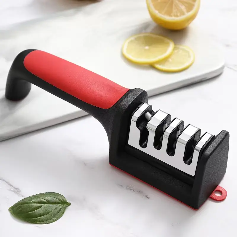 Quick Handheld Knife Sharpener Multi-função 4 Stages Type Sharpening Tool Aço Inoxidável Sharpening Stone Para Cozinha