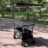Chariot de marché nocturne pliable avec auvent réglable en hauteur, grande planche de table, chariot à snacks rouge, petit chariot à roulettes 110x60x60cm