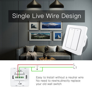 Lampe <span class=keywords><strong>murale</strong></span> intelligente Wifi SLS conforme à la norme européenne, 2 gangues, 3 voies, unipolaire, 10A, ABS, fil vivant unique, <span class=keywords><strong>commande</strong></span> à distance Alexa Google Home, 240V - Product Image 4